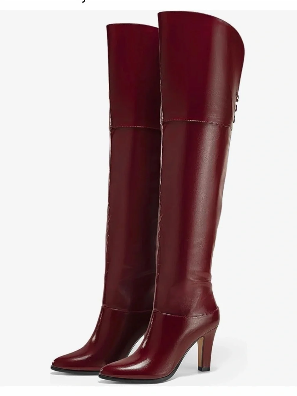 Women's Tall Brown Leather Look Heeled Boots